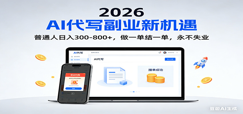 2026 副业首选！AI 代写日入 300-800，普通人0门槛，做一单结一单！-初遇