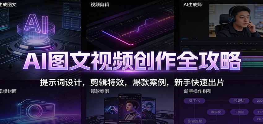AI图文视频创作全攻略：提示词设计，剪辑特效，爆款案例，新手快速出片-初遇