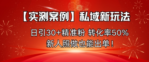 【实测案例】私域新玩法,日引30+精准粉,转化率50%,新人照做也能出单!-初遇