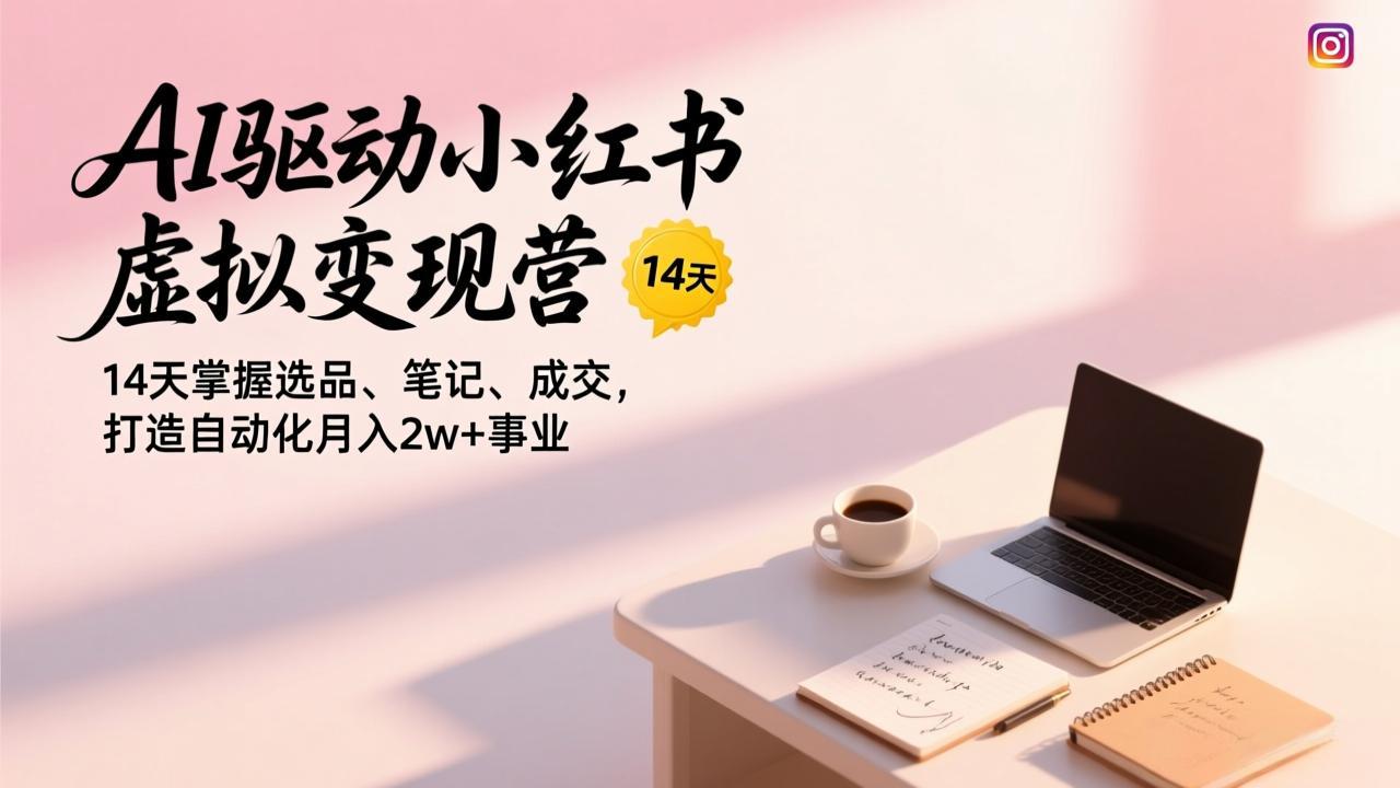 AI驱动小红书虚拟变现营，14天掌握选品、笔记、成交，打造自动化月入2w+事业-初遇