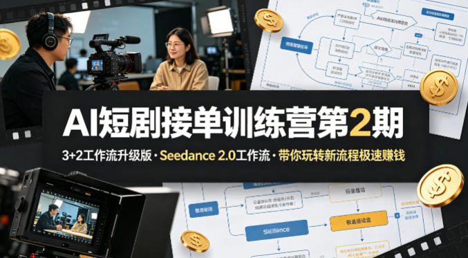 AI短剧接单训练营第2期，3+2工作流升级版，Seedance 2.0工作流，带你玩转新流程极速賺钱-初遇