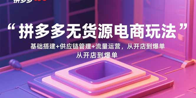 拼多多无货源电商玩法:基础搭建+供应链管理+流量运营,从开店到爆单-初遇