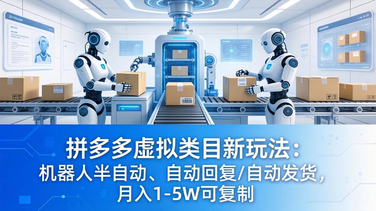 拼多多虚拟类目新玩法：机器人半自动、自动回复 /自动发货，月入 1-5W 可复制-初遇