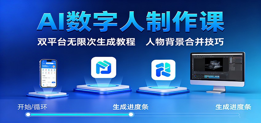 AI数字人制作课:双平台无限次生成教程,人物背景合并技巧-初遇
