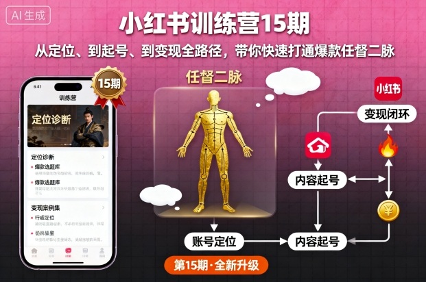 小红书训练营15期,从定位、到起号、到变现全路径,带你快速打通爆款任督二脉-初遇