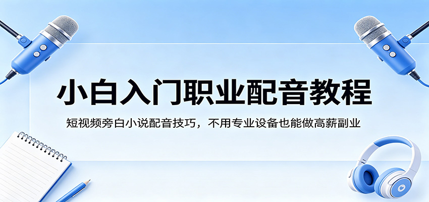 小白入门职业配音教程，短视频旁白小说配音技巧，不用专业设备也能做高薪副业-初遇