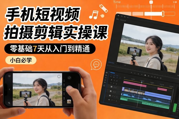 手机短视频拍摄剪辑实操课，零基础7天从入门到精通，小白必学-初遇