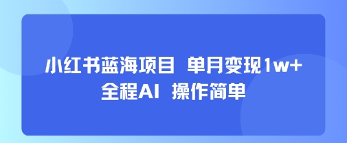 小红书蓝海项目 单月变现1w+ 全程AI 操作简单-初遇