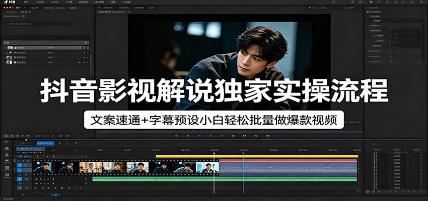 抖音影视解说独家实操流程，文案速通+字幕预设小白轻松批量做爆款视频-初遇