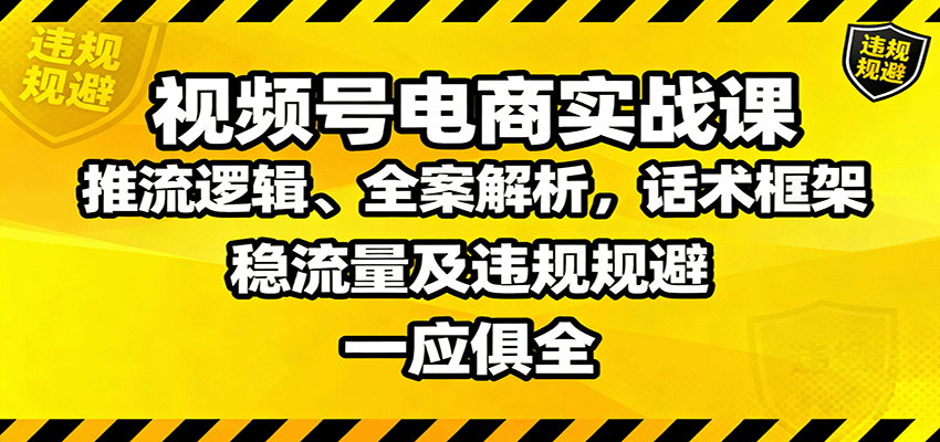 视频号电商实战课:推流逻辑、全案解析,话术框架,稳流量及违规规避等-初遇