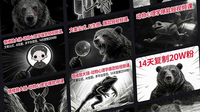 情绪放大镜-动物心理学爆款短视频课，文案公式、AI生图、多平台变现，14天复制20W粉-初遇