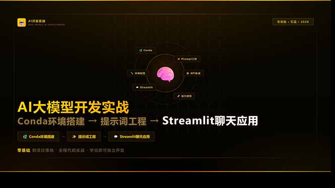 AI大模型开发实战：Conda环境搭建→提示词工程→Streamlit聊天应用，零基础到项目落地-初遇