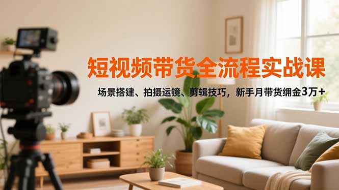 短视频带货全流程实战课,场景搭建、拍摄运镜、剪辑技巧,新手月带货佣金3万+-初遇