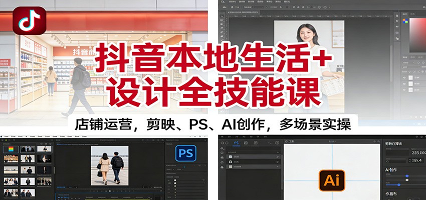 抖音本地生活+设计全技能课：店铺运营，剪映、PS、AI创作，多场景实操-初遇