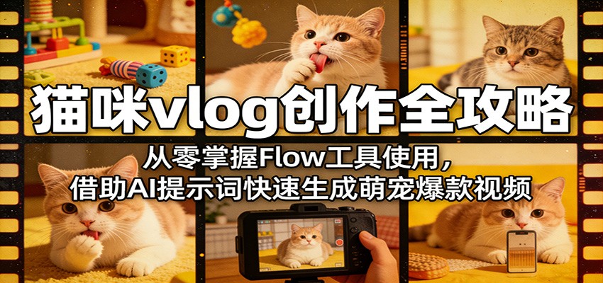 猫咪vlog创作全攻略:从零掌握Flow工具使用,借助AI提示词快速生成萌宠爆款视频-初遇