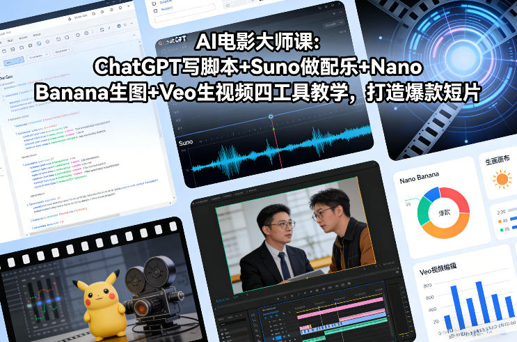 AI电影大师课：ChatGPT写脚本+Suno做配乐+Nano Banana生图+Veo生视频，打造爆款短片-初遇