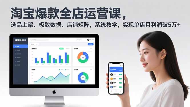淘宝爆款全店运营课2.0，选品上架、极致数据、店铺矩阵，系统教学，实现单店月利润破5万+-初遇