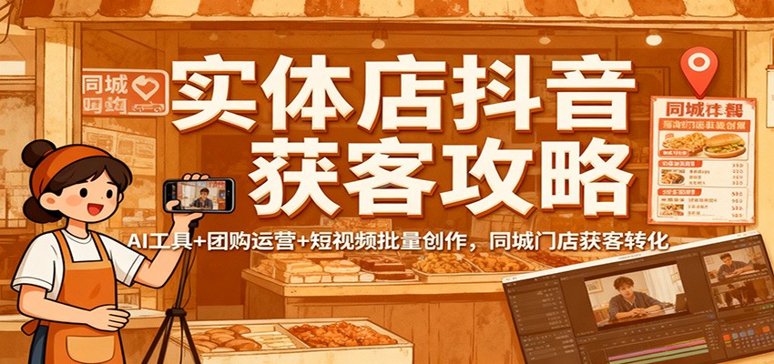 实体店抖音获客攻略:AI工具+团购运营+短视频批量创作,同城门店获客转化-初遇