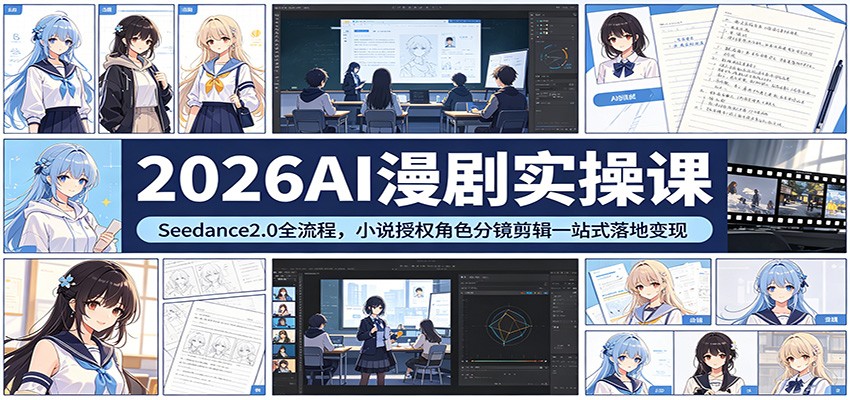 2026AI漫剧实操课：Seedance2.0全流程，小说授权角色分镜剪辑一站式落地变现-初遇