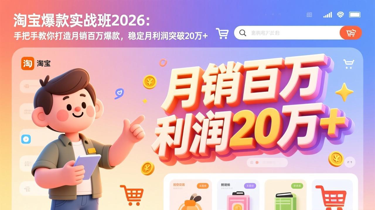 淘宝爆款实战班-2026年3月更新：手把手教你打造月销百万爆款，稳定月利润突破20万+-初遇