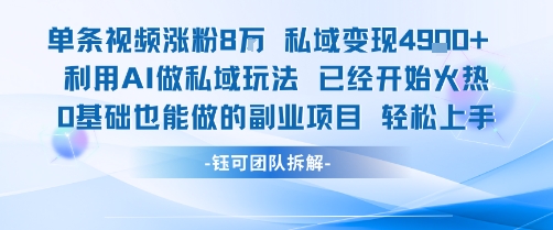 单条视频私域变现4.9k+利用AI做私域玩法 已经开始火热0基础也能做的副业项目轻松上手-初遇
