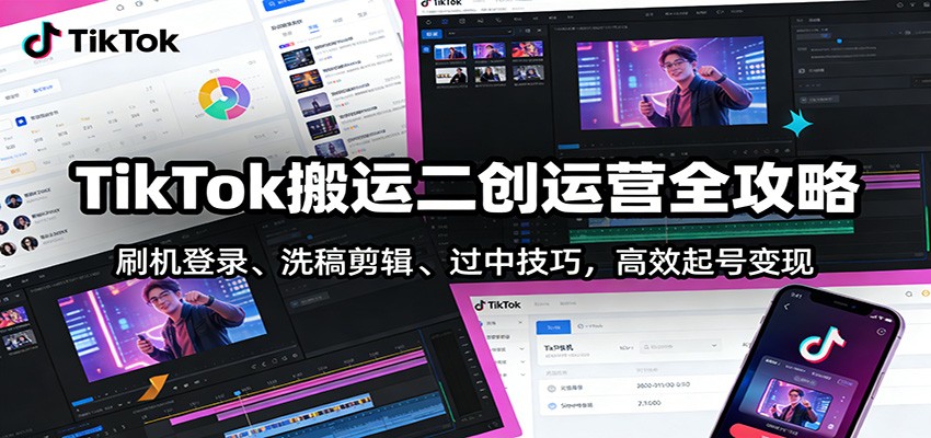 TikTok搬运二创运营全攻略：刷机登录、洗稿剪辑 、过中技巧，高效起号变现-初遇