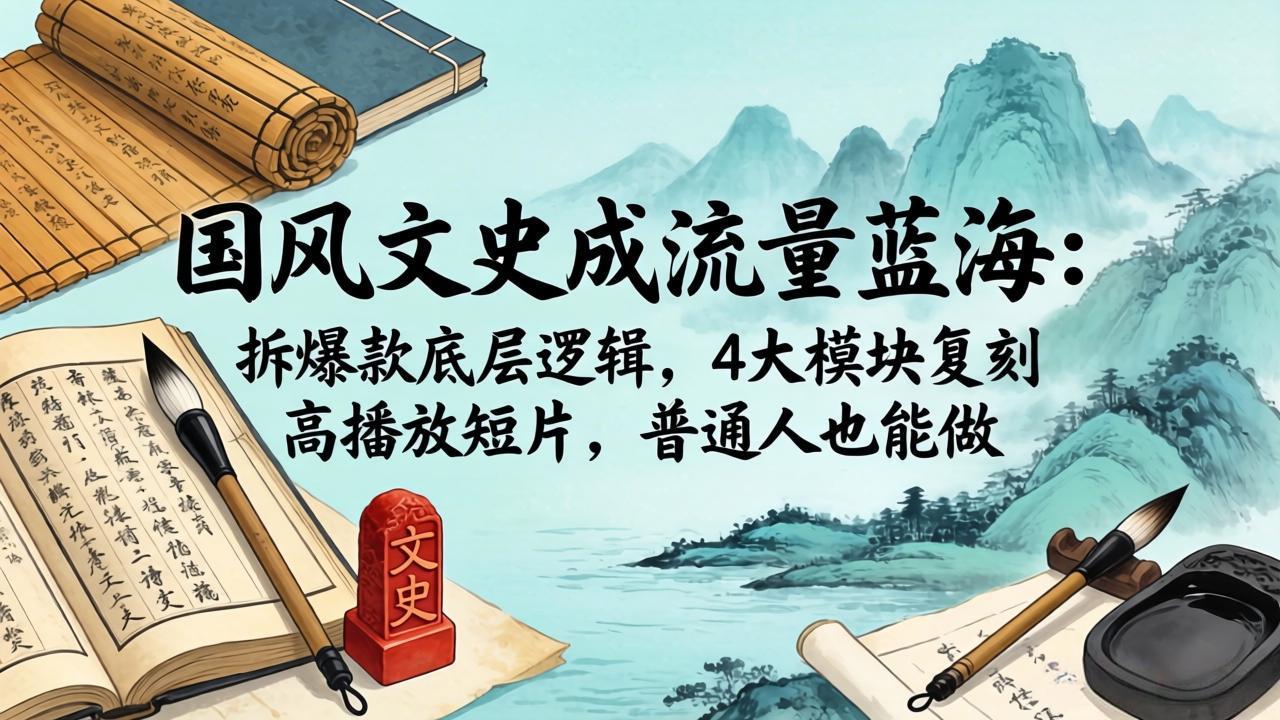 国风文史成流量蓝海：拆爆款底层逻辑，4大模块复刻高播放短片，普通人也能做-初遇