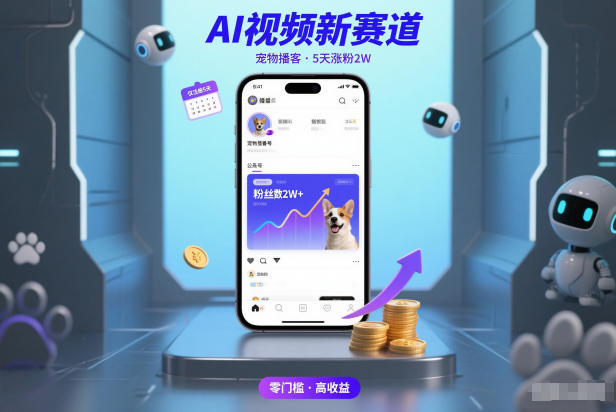 AI视频新赛道，宠物播客仅注册5天涨粉2W，收益非常可观-初遇