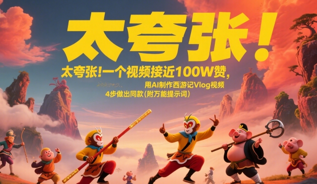 太夸张！一个视频接近100W赞，用AI制作西游记Vlog视频，全流程拆解来了(附万能提示词)-初遇
