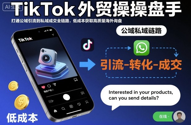 TikTok外贸操盘手,打通公域引流到私域成交全链路,低成本获取高质量海外询盘-初遇