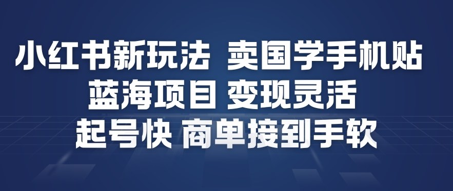 小红书新玩法，卖国学手机贴，蓝海项目，变现灵活，起号快，商单接到手软-初遇