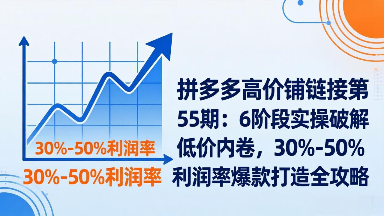 拼多多高价铺链接第55期：6阶段实操破解低价内卷，30%-50%利润率爆款打造全攻略-初遇