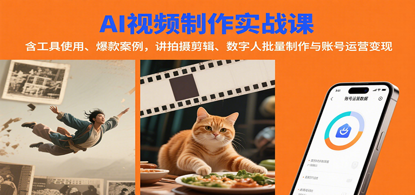 AI视频制作实战:含工具使用、爆款案例,讲拍摄剪辑、数字人批量制作与账号运营变现-初遇