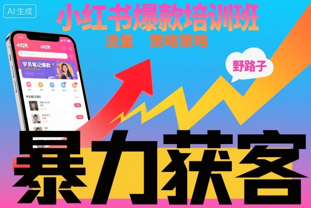 小红书爆款培训班，小红书获客野路子流量打法，暴力持续获客-初遇