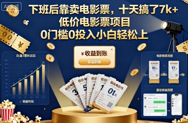 下班后靠卖电影票,十天搞了7k+,低价电影票项目,0门槛0投入小白轻松上手【揭秘】-初遇