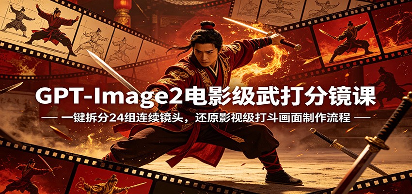 GPT-Image2电影级武打分镜课：一键拆分24组连续镜头，还原影视级打斗画面制作流程-初遇
