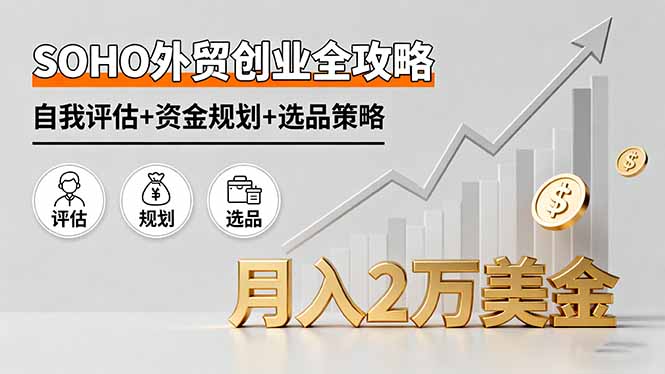 SOHO外贸创业全攻略,自我评估+资金规划+选品策略,月入2万美金-初遇