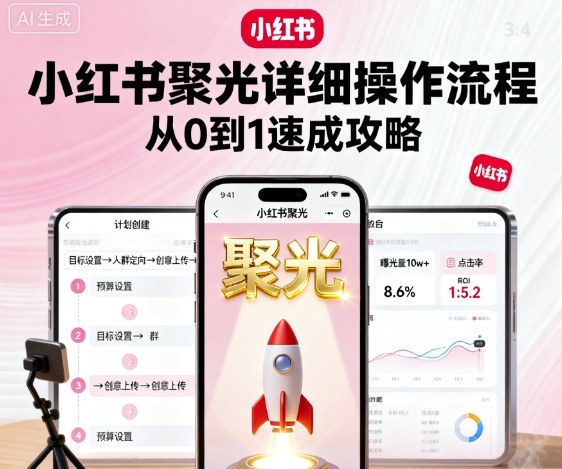 小红书聚光详细操作流程，小红书聚光从0到1速成攻略-初遇