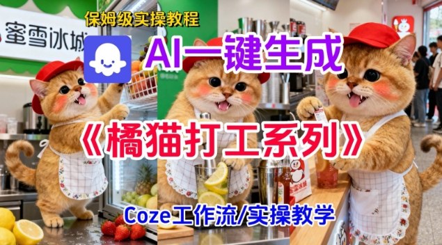 Coze扣子工作流一键生成胖橘猫打工短视频，保姆级实操搭建教学-初遇