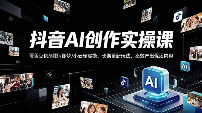 抖音AI创作变现课，覆盖豆包/醒图/即梦/小云雀实操，长期更新玩法，高效产出优质内容-初遇