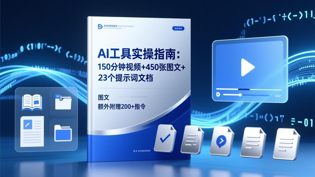 AI工具实操指南：150分钟视频+450张图文+23个提示词文档，额外附赠200+指令-初遇