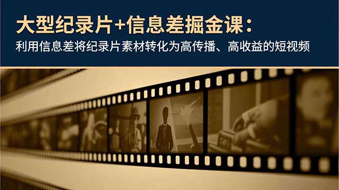 大型纪录片+信息差掘金课:利用信息差将纪录片素材转化为高传播、高收益的短视频-初遇