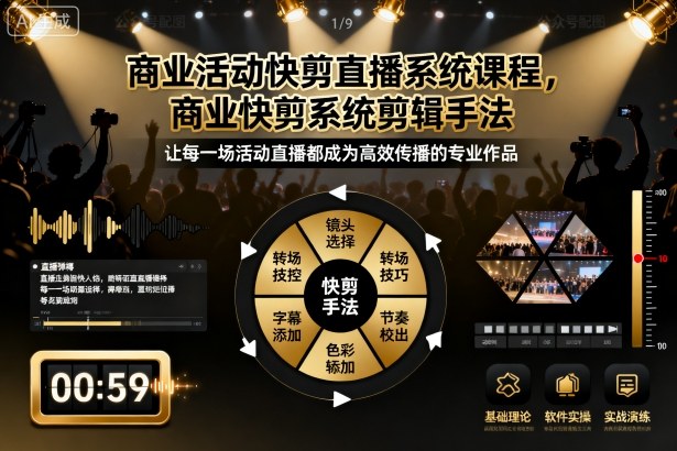 商业活动快剪直播系统课程,商业快剪系统剪辑手法-初遇