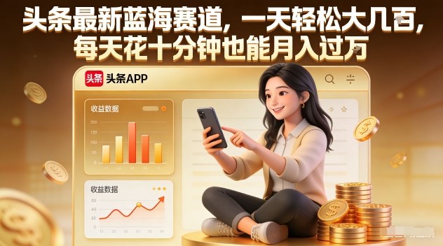 头条最新蓝海赛道，一天轻松大几张，每天花十分钟也能月入过1W【揭秘】-初遇