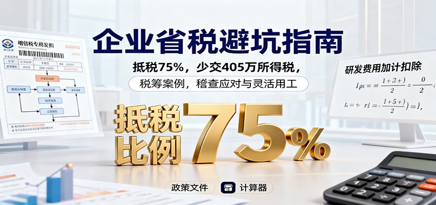 企业省税避坑指南:抵税75%,少交405万所得税,税筹案例,稽查应对与灵活用工-初遇
