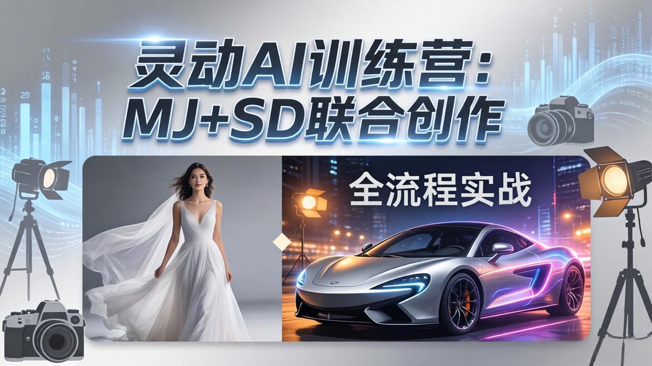 灵动AI训练营-3.0课程：MJ+SD联合创作，从婚纱大片到汽车广告，摄影后期全流程实战-初遇