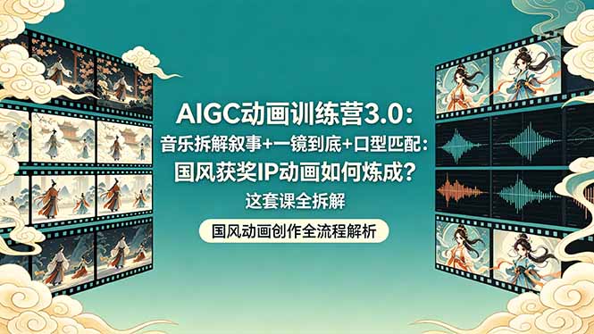 AIGC动画训练营3.0：音乐拆解叙事+一镜到底+口型匹配：国风获奖IP动画如何炼成？这套课全拆解-初遇