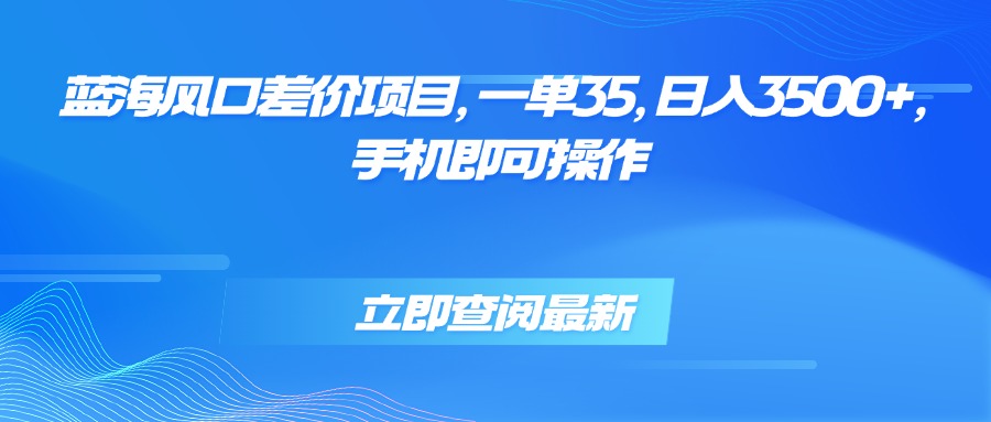 蓝海风口差价项目,一单35,日入3500+,手机即可操作-初遇