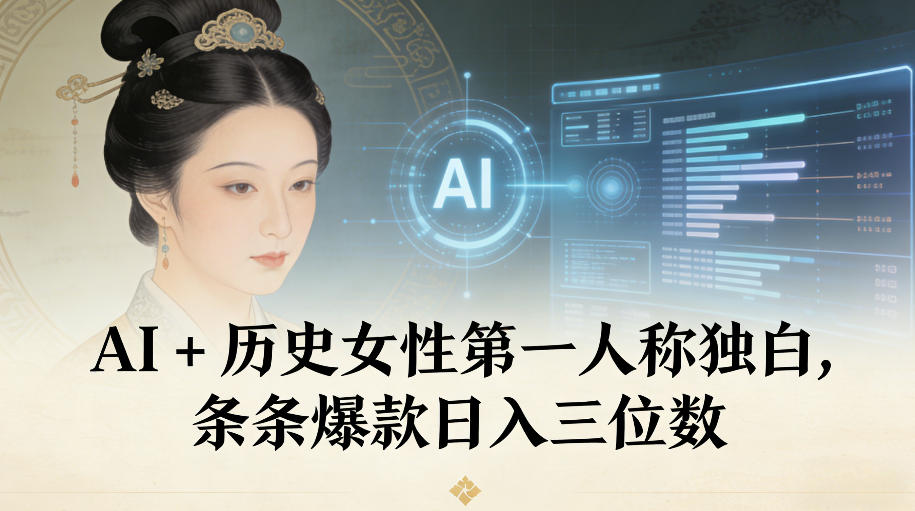 AI+历史女性第一人称独白，条条爆款日入三位数-初遇