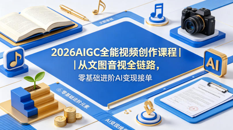 2026AIGC全能视频创作课程｜从文图音视全链路，零基础进阶AI变现接单-初遇